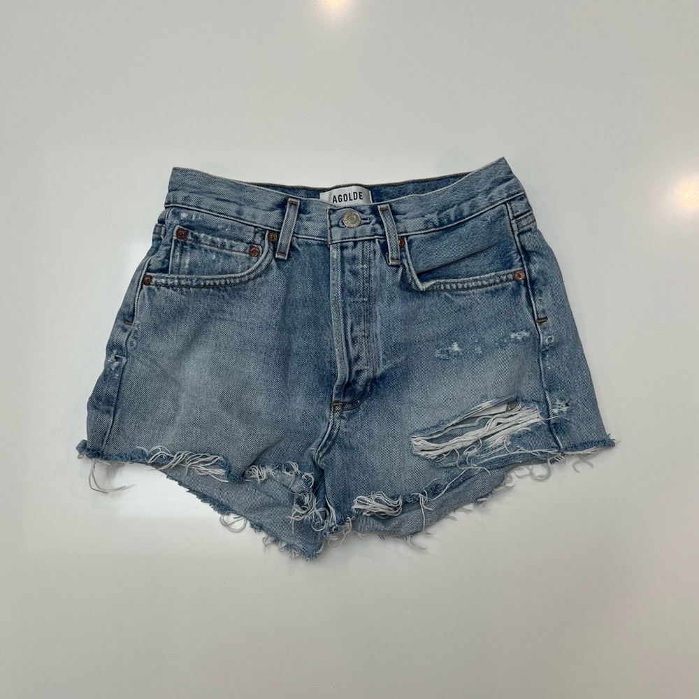 Never worn agolde parker denim shorts in freewheeling sz 23